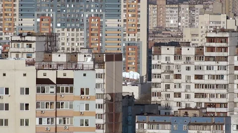 Multi-storey old And new houses in Kiev. Ukraine Video stock 74616844