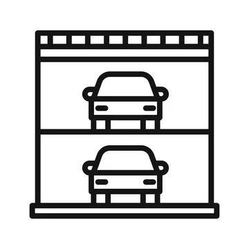 Multi Storey Parking icon Black line art vector 스톡 일러스트