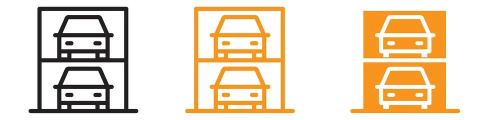 Multi-Storey Parking Icon Set Parking Facility Illustrations for Urban Plan.. Stock Illustration