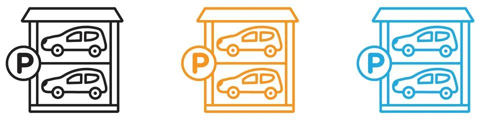 Multi Storey Parking icon vector logo set collection for web app ui 스톡 일러스트