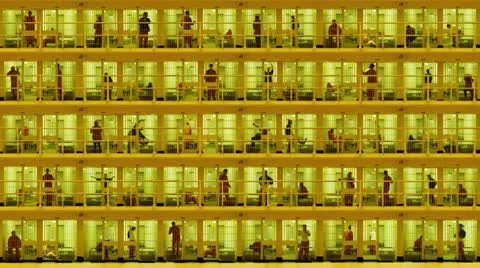 Multi-storey Prison Stock Footage 22773736