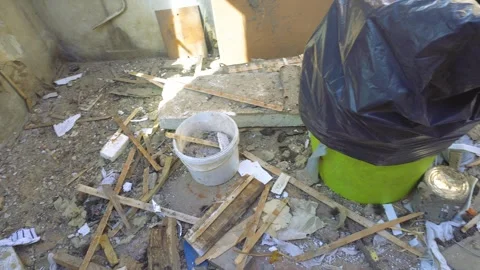 A multi-storey residential building destroyed by an airstrike in a Ukrainian Stock Footage 271208989