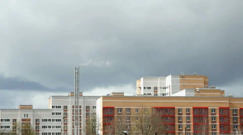Multi-storey residential building. Thunderstorm Stock Footage 62744352