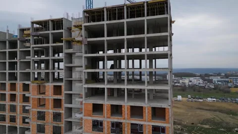 Multi-Storey Residential Construction Site, Drone Aerial View Stock-Footage 331536080