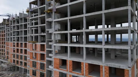Multi-Storey Residential Construction Site, Drone Aerial View 库存影片 331536081