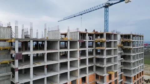 Multi-Storey Residential Construction Site, Drone Aerial View 库存影片 331536193