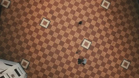 Multi-storey staircase zoom out aerial view Stock Footage 94021831