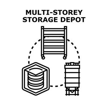 Multi storey storage depot concept illustrating comprehensive logistics Stock Illustration