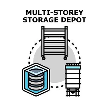 Multi storey storage depot concept illustrating comprehensive logistics Stock Illustration