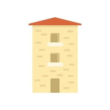 This multi story building features a brick facade and balconies Ilustración de archivo