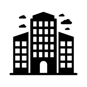 Multi-story-Building-Icon-with-Clouds-architecture Illustrazione stock
