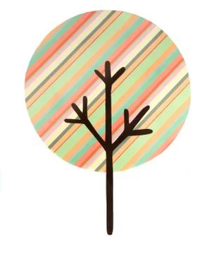 A multi striped tree cut out Stock Illustration