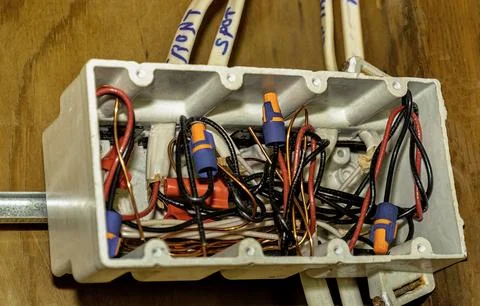 Multi switch rough wiring during construction Foto stock