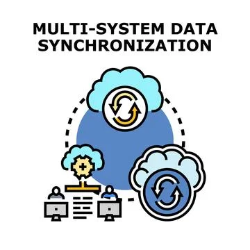 Multi system data synchronization technology concept Stock Illustration
