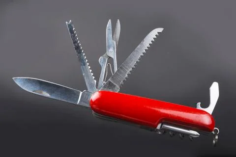 Multi task army  knife on white background Stock Photos