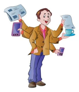 Multi-tasking Dad, illustration Stockillustratie