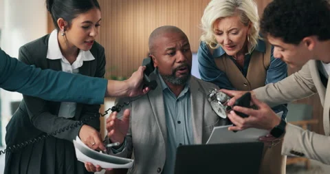 Multi tasking, documents and businessman in office with chaos for finance Stock Footage 335202779