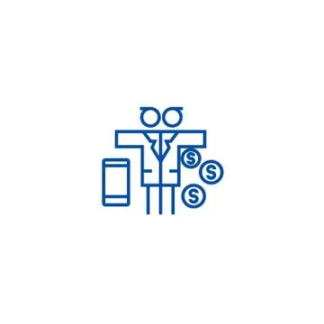 Multi tasking problem,man with money line icon concept. Multi tasking problem Stock Illustration