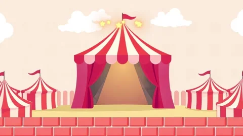 Multi-Tent Carnival with Block Brick Base: Animated Celebration Scene with Bunt Video stock 306826198