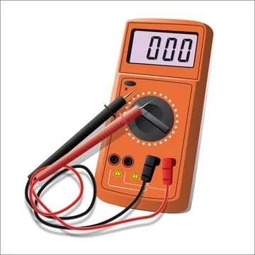 Multi Tester orange colour with digital display. Stock Illustration