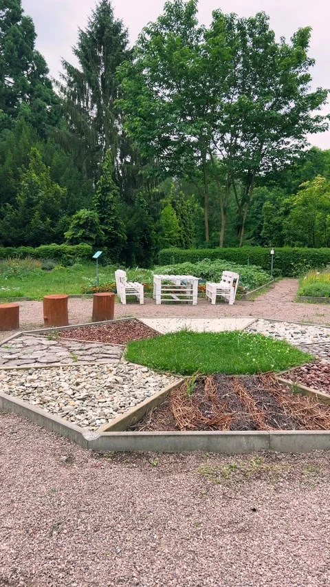 A multi-textured sensory barefoot path. Video stock 344190309