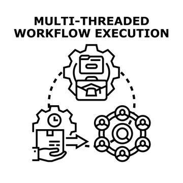 Multi threaded workflow execution enhancing team efficiency イラスト素材