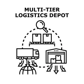 Multi tier logistics depot optimizing supply chain management Stock Illustration