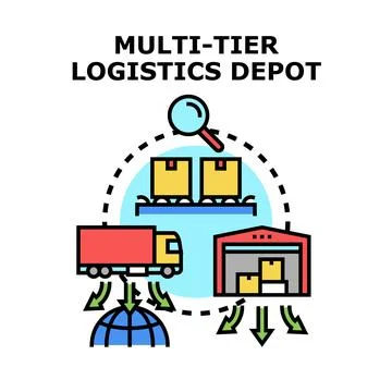 Multi tier logistics depot optimizing supply chain management Stock Illustration