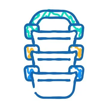 Multi-tiered lunchbox icon doodle illustration Stock Illustration