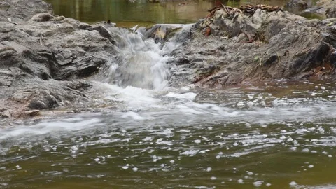 Multi-tiered rocks and beautyiful waterfalls Stock Footage 129694119
