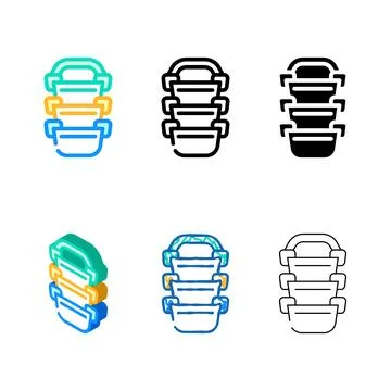 Multi tiered simplified lunchbox color icon vector color Stock Illustration