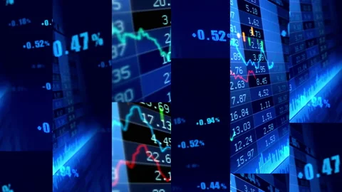 A multi-tile screen of stock exchange trading tickers flowing in real-time. Stock Footage 133448726