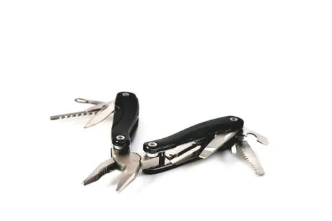 Multi tool black on a white background close-up Foto stock