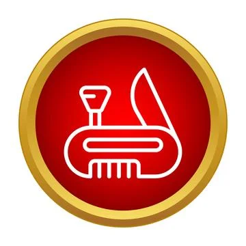 Multi tool folding knife icon on red circle Stock Illustration