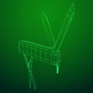 Multi-tool folding pocket knife, multipurpose penknife Stock Illustration