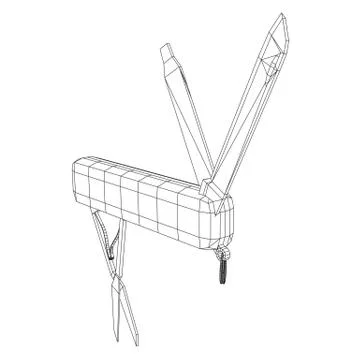 Multi-tool folding pocket knife, multipurpose penknife Stock Illustration