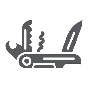Multi tool glyph icon, camping and multifunction, pocket knife sign, vector Illustrazione stock