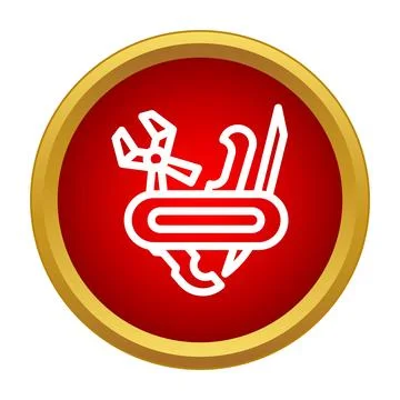 Multi tool icon in a round red button Illustrazione stock