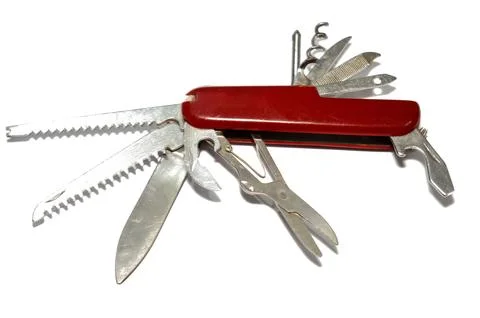 A multi-tool pocket army knife, a compact, folding device that combines mul.. Fotos de archivo
