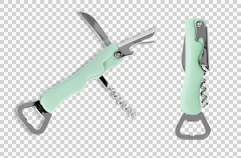Multi tool pocket knife with folding tools isolated  Stock Photos