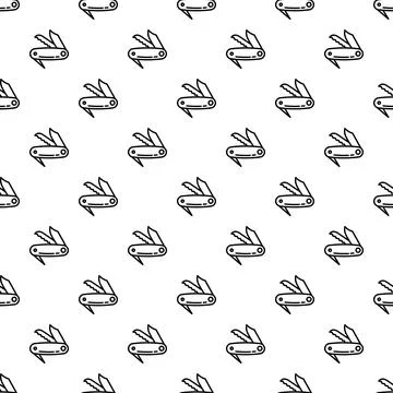 Multi tool pocket knife seamless pattern background Illustrazione stock