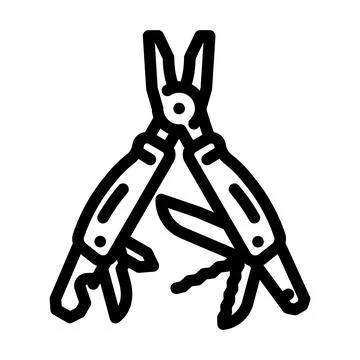 Multi tool titanium line icon vector illustration Stock Illustration