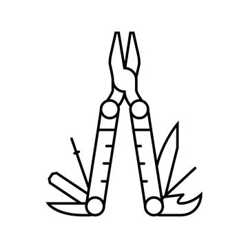 Multi tool titanium line icon vector illustration Illustrazione stock