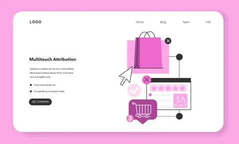 Multi-touch attribution. Marketing effectiveness assesment with customer Stock Illustration