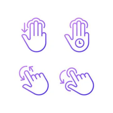 Multi touch control gradient linear vector icons set Stock Illustration