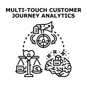 Multi touch customer journey analytics concept marketing strategy Illustrazione stock