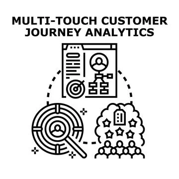 Multi touch customer journey analytics for digital marketing Illustrazione stock