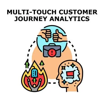Multi touch customer journey analytics developing business strategy Illustrazione stock