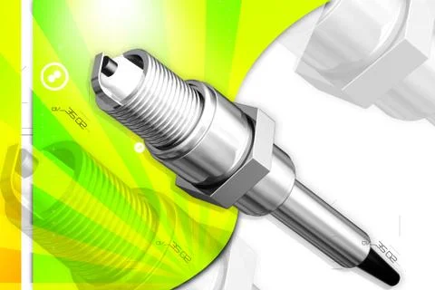 Multi use 3d spark plug in color background. . Stock Illustration