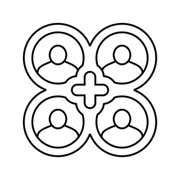 Multi user support line icon vector illustration 스톡 일러스트